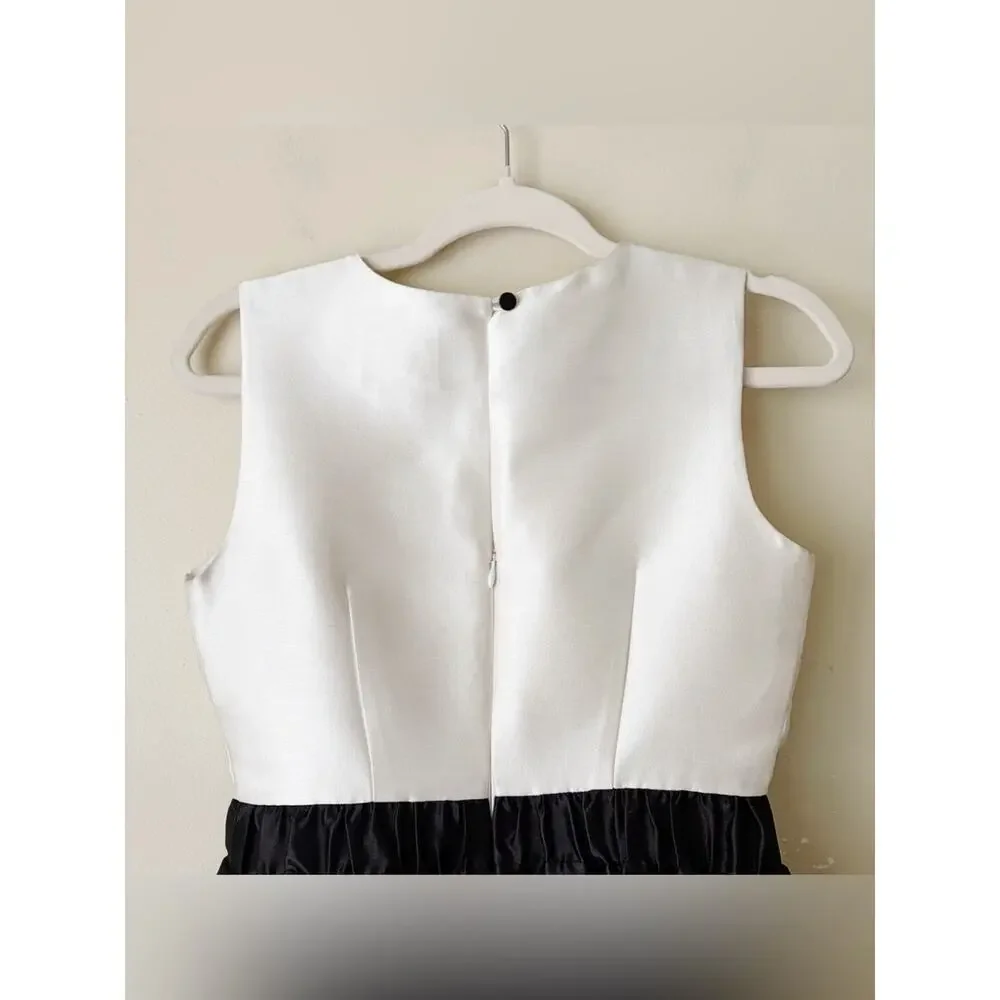 Kate Spade | Swift Mini Cocktail Dress Fit & Flare Satin Ivory Black Size 2